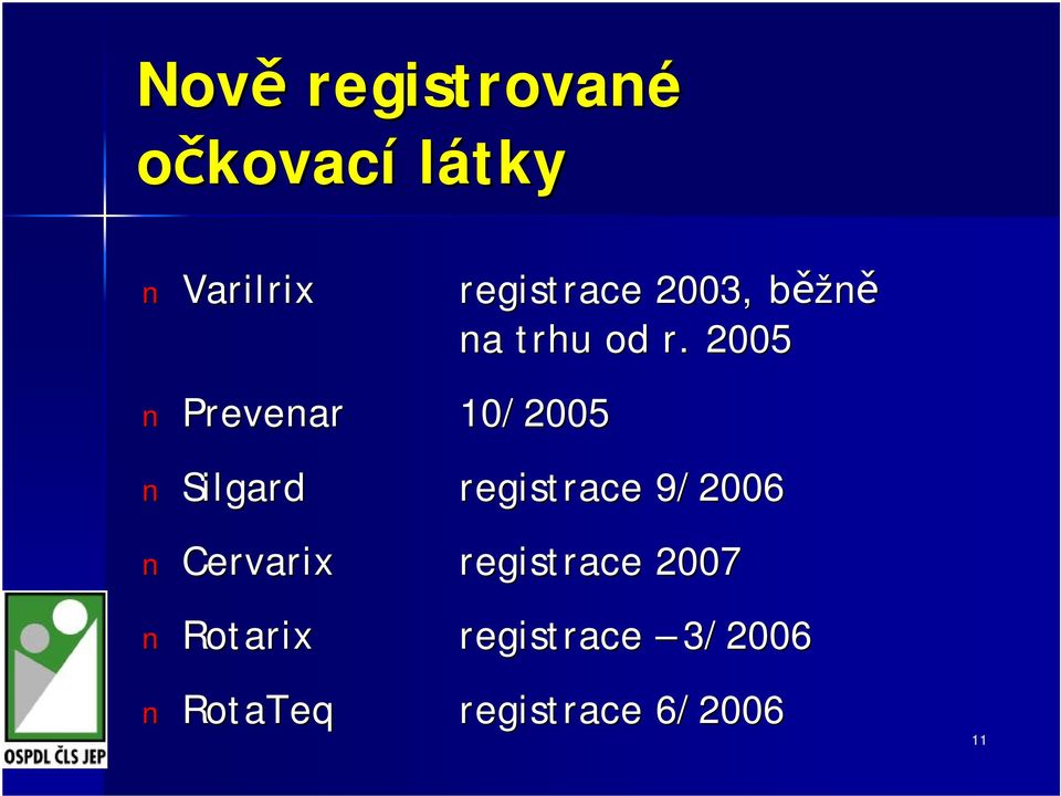 2005 Silgard registrace 9/2006 Cervarix registrace