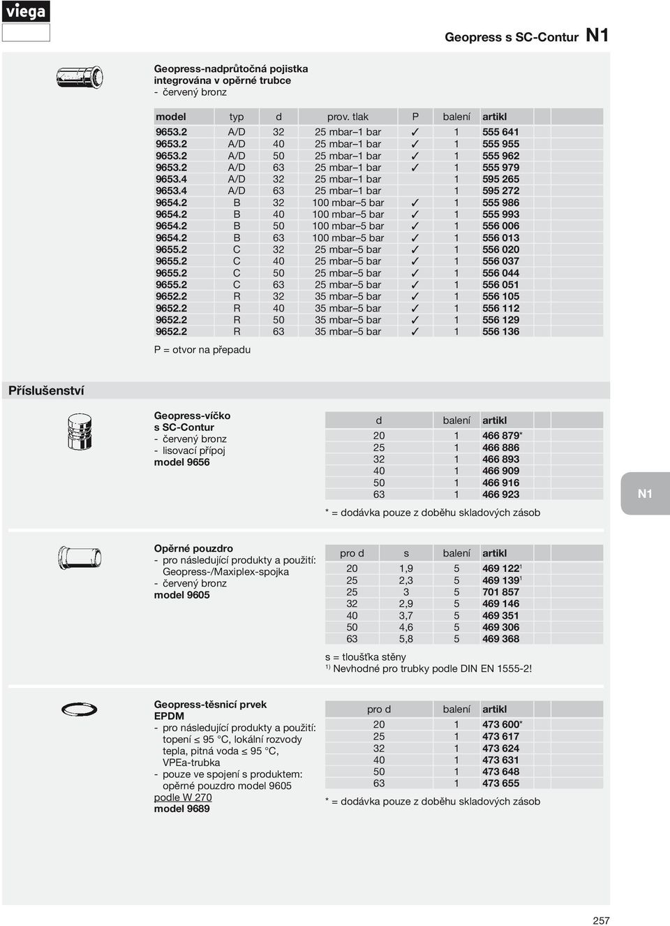 2 B 32 100 mbar 5 bar 1 555 986 9654.2 B 40 100 mbar 5 bar 1 555 993 9654.2 B 50 100 mbar 5 bar 1 556 006 9654.2 B 63 100 mbar 5 bar 1 556 013 9655.2 C 32 25 mbar 5 bar 1 556 020 9655.