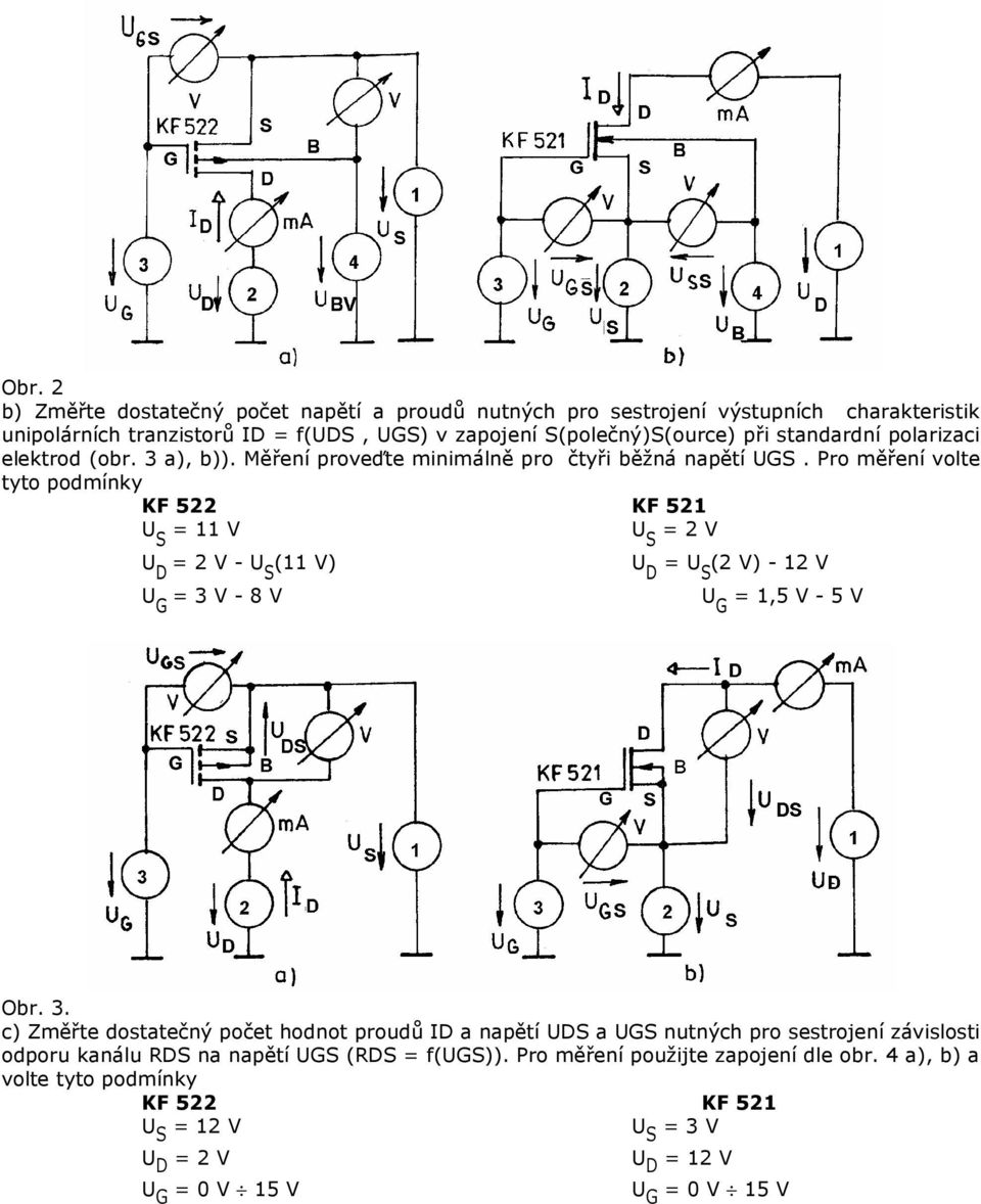 Pro měření volte tyto podmínky KF 522 KF 521 U S = 11 V U S = 2 V U D = 2 V - U S (11 V) U G = 3 