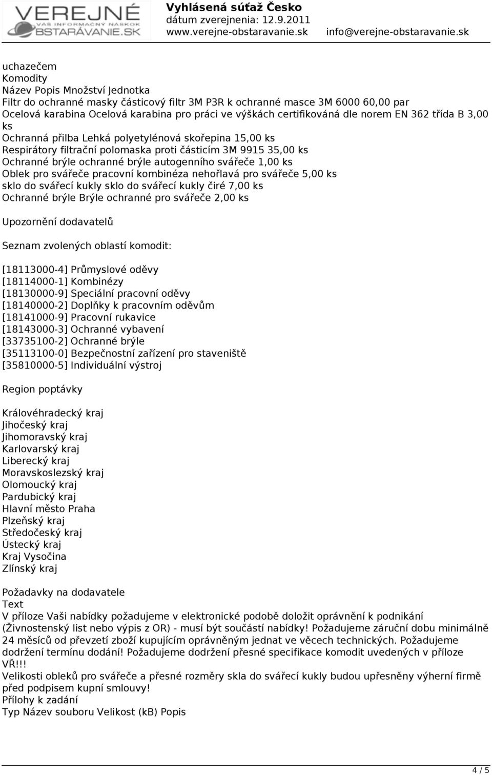 svářeče 1,00 ks Oblek pro svářeče pracovní kombinéza nehořlavá pro svářeče 5,00 ks sklo do svářecí kukly sklo do svářecí kukly čiré 7,00 ks Ochranné brýle Brýle ochranné pro svářeče 2,00 ks