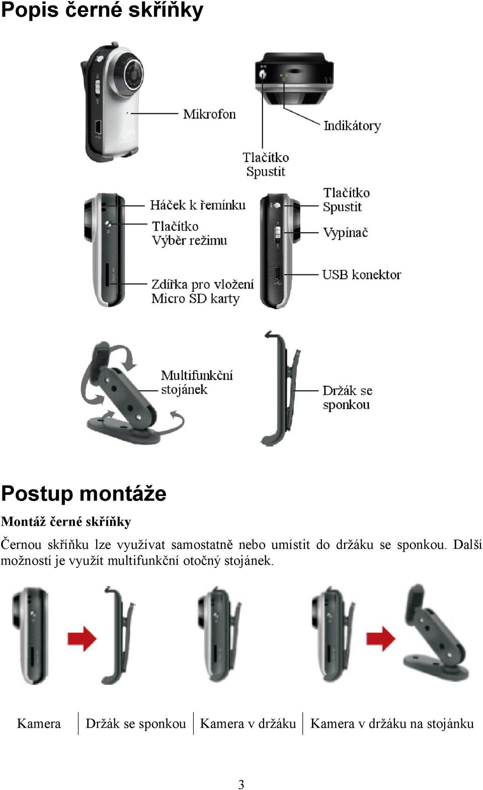 sponkou. Další možností je využít multifunkční otočný stojánek.