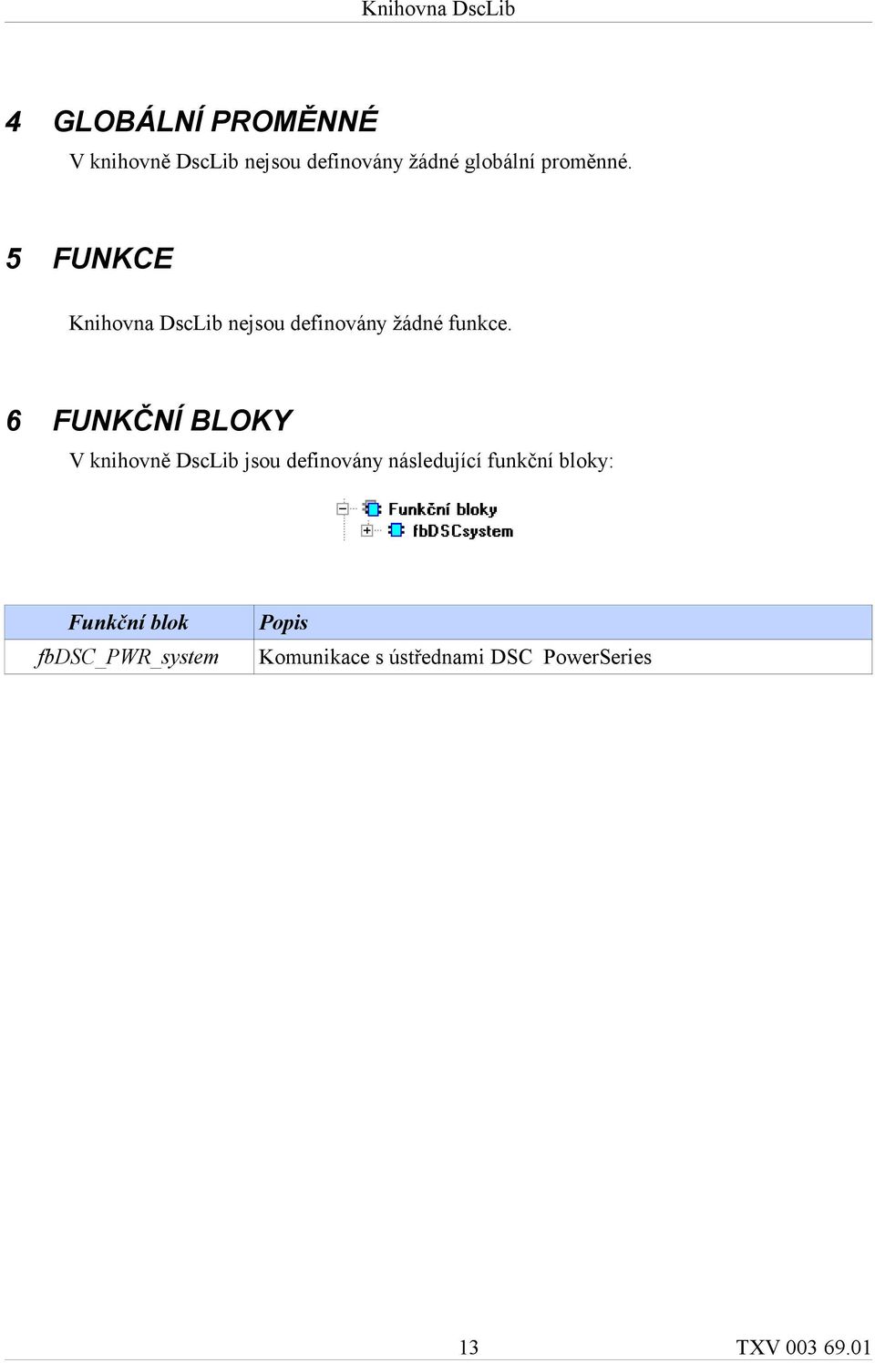 6 FUNKČNÍ BLOKY V knihovně DscLib jsou definovány následující funkční bloky: