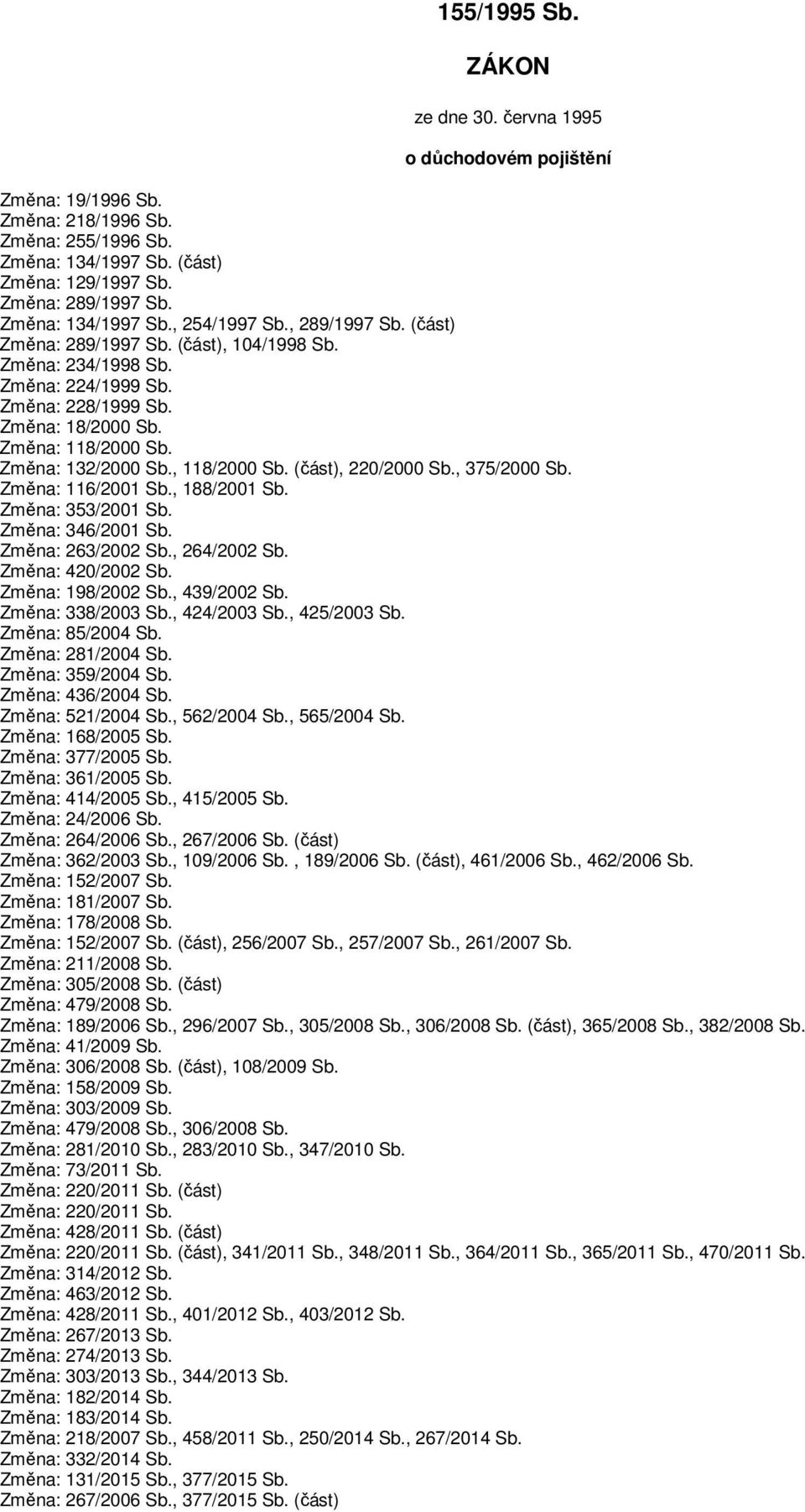 Změna: 132/2000 Sb., 118/2000 Sb. (část), 220/2000 Sb., 375/2000 Sb. Změna: 116/2001 Sb., 188/2001 Sb. Změna: 353/2001 Sb. Změna: 346/2001 Sb. Změna: 263/2002 Sb., 264/2002 Sb. Změna: 420/2002 Sb.