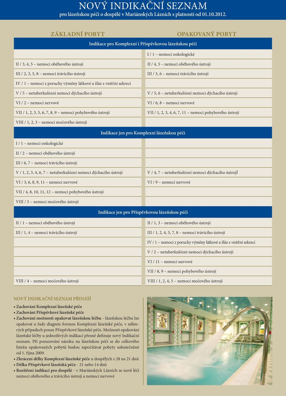 nemoci oběhového ústrojí III / 3, 6 nemoci trávícího ústrojí IV / 1 nemoci z poruchy výměny látkové a žláz s vnitřní sekrecí V / 5 netuberkulózní nemoci dýchacího ústrojí VI / 2 nemoci nervové VII /