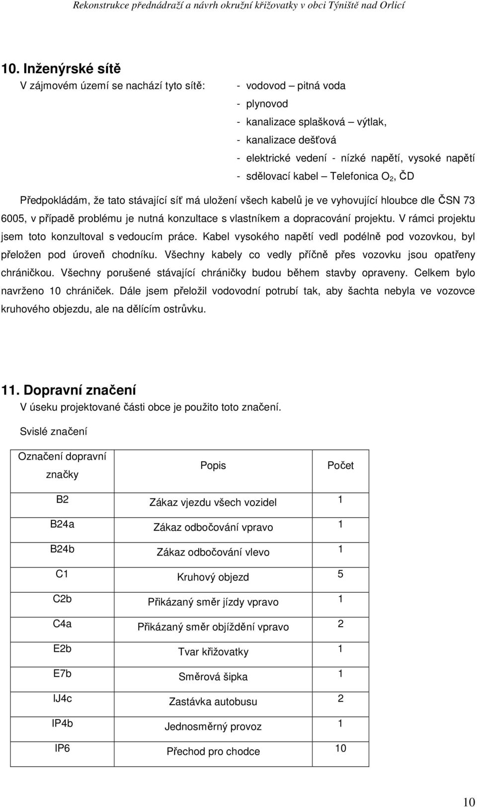 dopracování projektu. V rámci projektu jsem toto konzultoval s vedoucím práce. Kabel vysokého napětí vedl podélně pod vozovkou, byl přeložen pod úroveň chodníku.