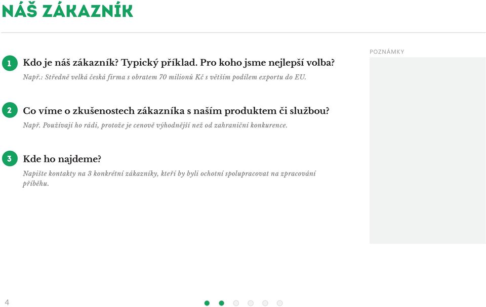 2 Co víme o zkušenostech zákazníka s naším produktem či službou? Např.