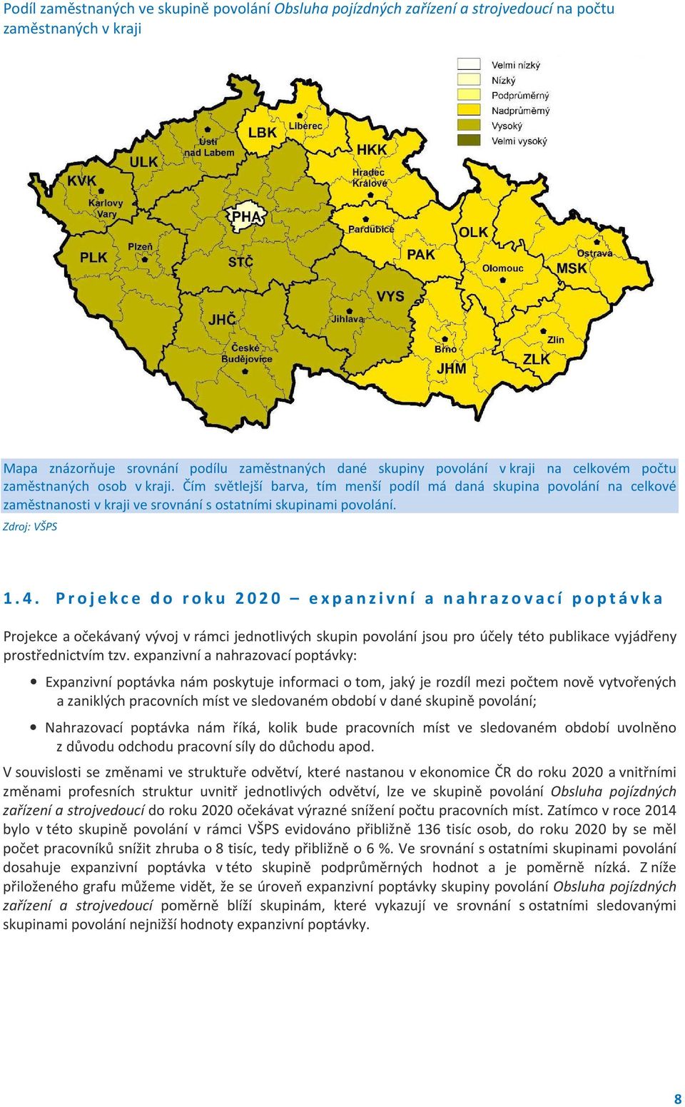 Projekce do roku 2020 expanzivní a nahrazovací poptávka Projekce a očekávaný vývoj v rámci jednotlivých skupin povolání jsou pro účely této publikace vyjádřeny prostřednictvím tzv.