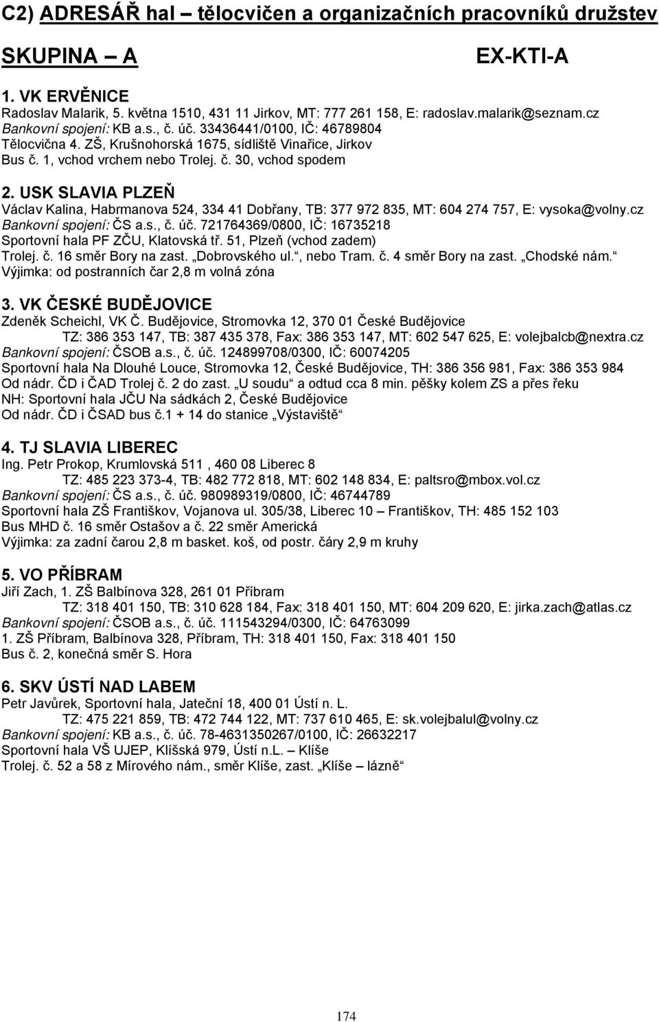 USK SLAVIA PLZEŇ Václav Kalina, Habrmanova 524, 334 41 Dobřany, TB: 377 972 835, MT: 604 274 757, E: vysoka@volny.cz Bankovní spojení: ČS a.s., č. úč.