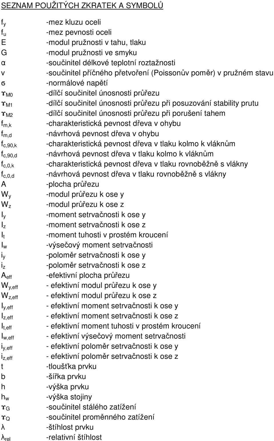 příčného přetvoření (Poissonův poměr) v pružném stavu -normálové napětí -dílčí součinitel únosnosti průřezu -dílčí součinitel únosnosti průřezu při posuzování stability prutu -dílčí součinitel