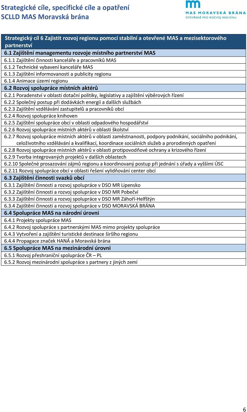 2.2 Společný postup při dodávkách energií a dalších službách 6.2.3 Zajištění vzdělávání zastupitelů a pracovníků obcí 6.2.4 Rozvoj spolupráce knihoven 6.2.5 Zajištění spolupráce obcí v oblasti odpadového hospodářství 6.