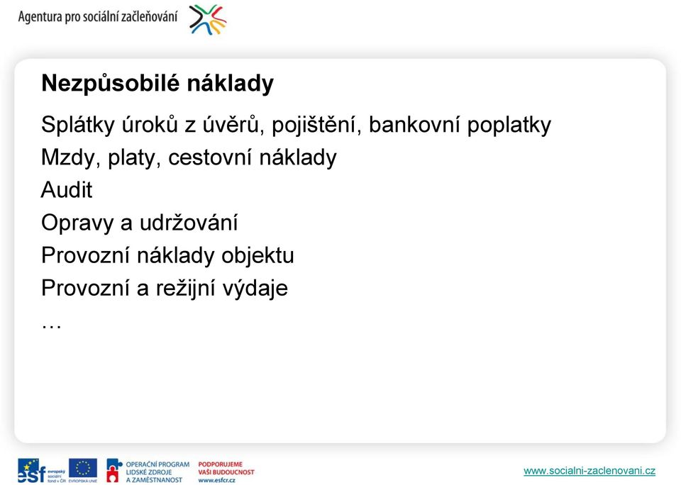 cestovní náklady Audit Opravy a udržování