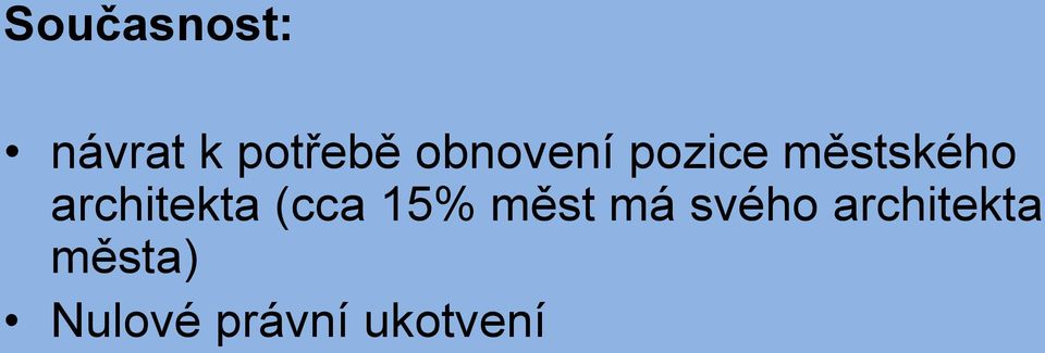 architekta (cca 15% měst má