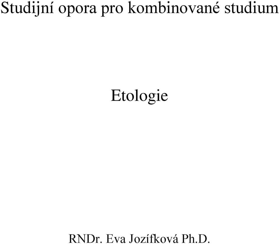 studium Etologie