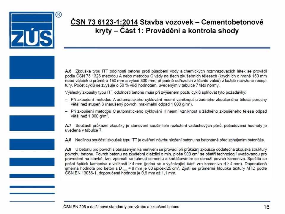 Provádění a kontrola shody ČSN EN 206