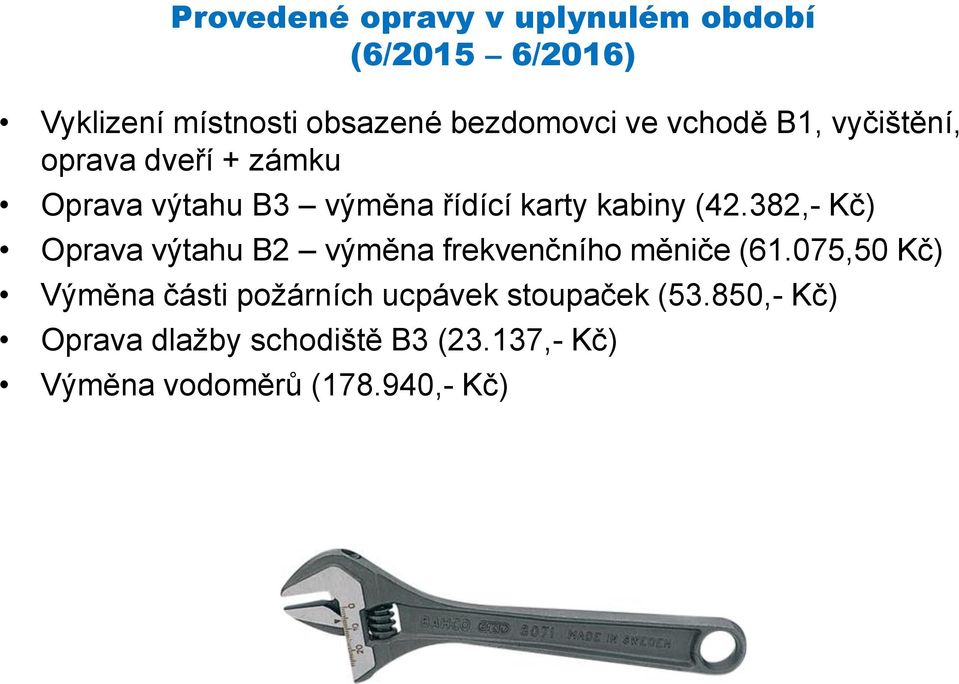 382,- Kč) Oprava výtahu B2 výměna frekvenčního měniče (61.