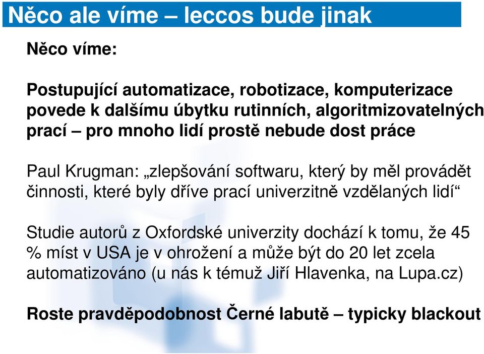 které byly dříve prací univerzitně vzdělaných lidí Studie autorů z Oxfordské univerzity dochází k tomu, že 45 % míst v USA je v