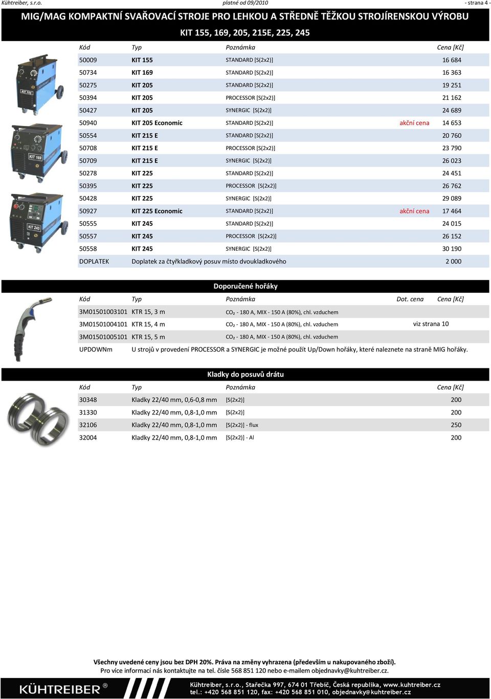 STANDARD [S(2x2)] 16 363 50275 KIT 205 STANDARD [S(2x2)] 19 251 50394 KIT 205 PROCESSOR [S(2x2)] 21 162 50427 KIT 205 SYNERGIC [S(2x2)] 24 689 50940 KIT 205 Economic STANDARD [S(2x2)] akční cena 14