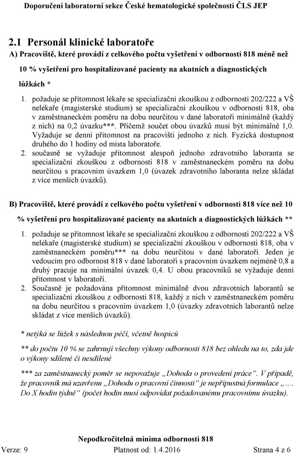 neurčitou v dané laboratoři minimálně (každý z nich) na 0,2 úvazku***. Přičemž součet obou úvazků musí být minimálně 1,0. Vyžaduje se denní přítomnost na pracovišti jednoho z nich.