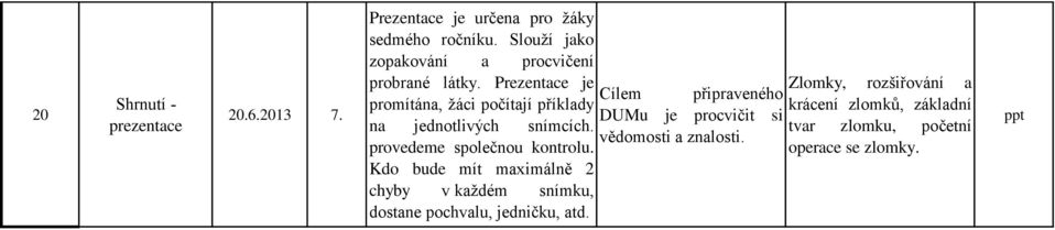 jednotlivých snímcích. provedeme společnou kontrolu.