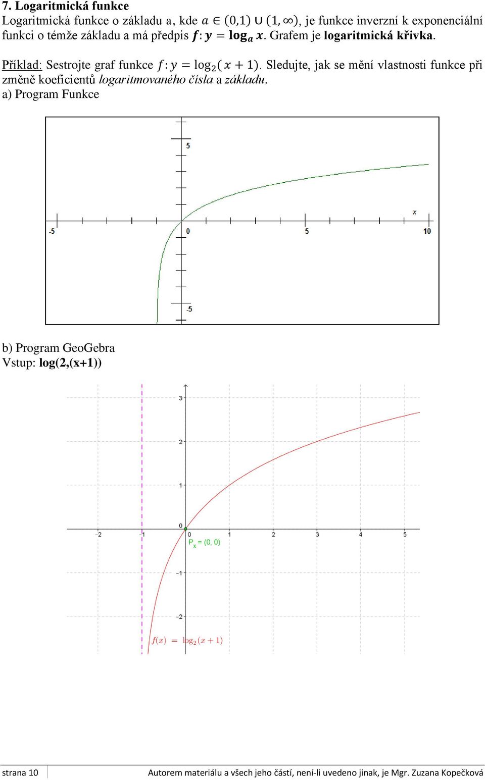 Grafem je logaritmická křivka.