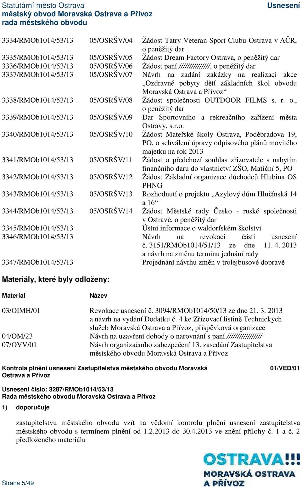 3338/RMOb1014/53/13 05/OSRŠV/08 Žádos