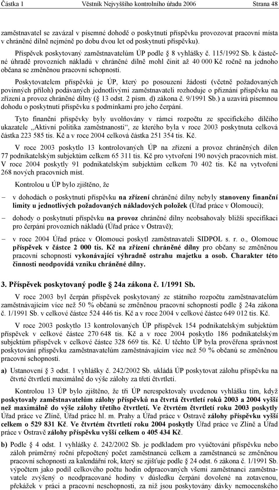 k částečné úhradě provozních nákladů v chráněné dílně mohl činit až 40 000 Kč ročně na jednoho občana se změněnou pracovní schopností.