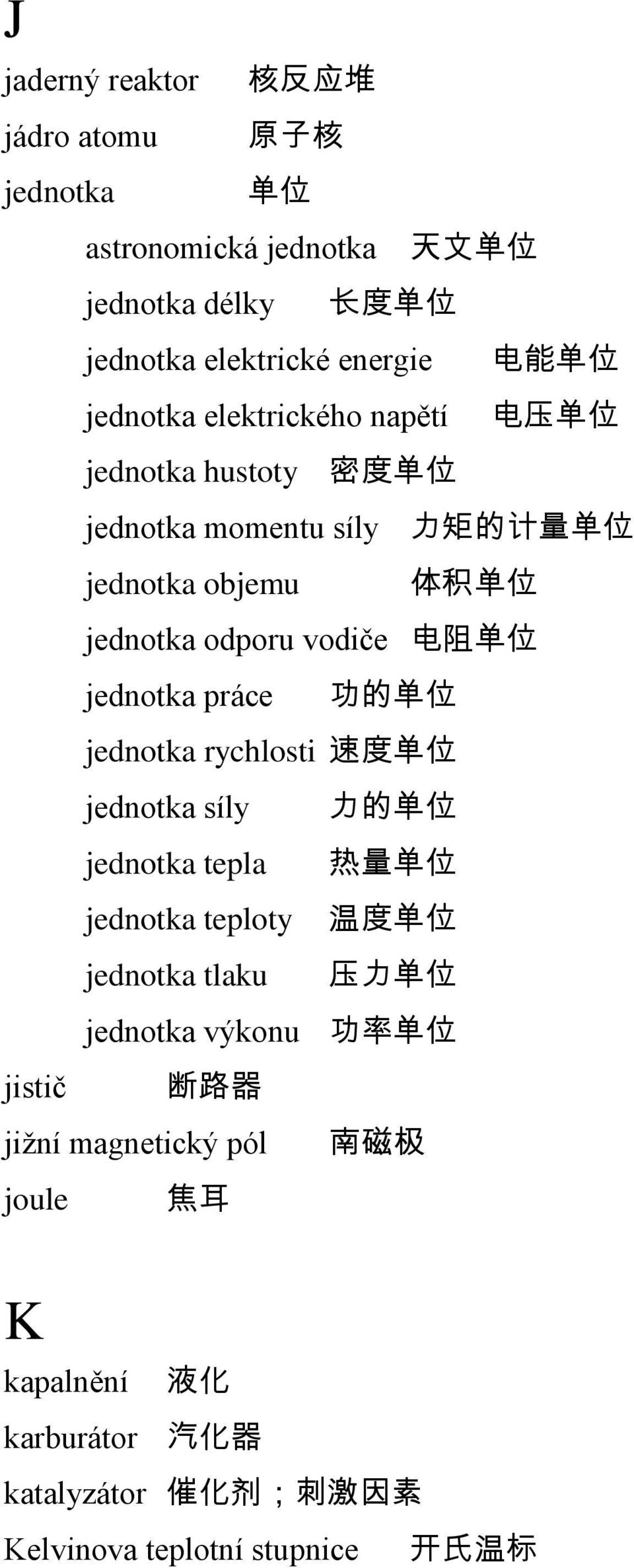 jednotka práce 功 的 单 位 jednotka rychlosti 速 度 单 位 jednotka síly 力 的 单 位 jednotka tepla 热 量 单 位 jednotka teploty 温 度 单 位 jednotka tlaku 压 力 单 位 jednotka