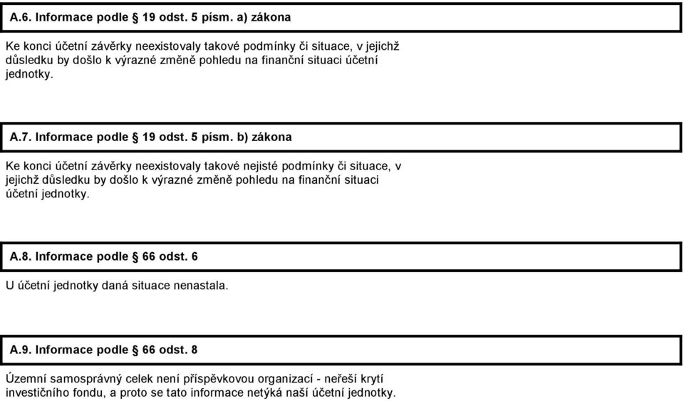 7. Informace podle 19 odst. 5 písm.