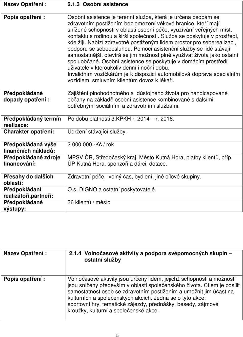 veřejných míst, kontaktu s rodinou a širší společností. Služba se poskytuje v prostředí, kde žijí. Nabízí zdravotně postiženým lidem prostor pro seberealizaci, podporu se sebeobsluhou.