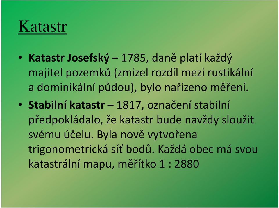 Stabilní katastr 1817, označení stabilní Stabilní katastr 1817, označení stabilní