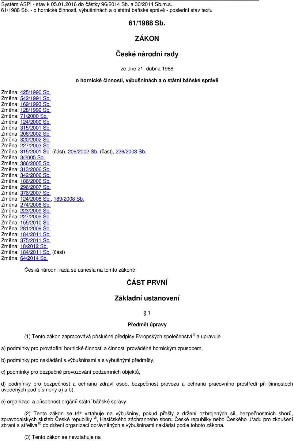 Změna: 71/2000 Sb. Změna: 124/2000 Sb. Změna: 315/2001 Sb. Změna: 206/2002 Sb. Změna: 320/2002 Sb. Změna: 227/2003 Sb. Změna: 315/2001 Sb. (část), 206/2002 Sb. (část), 226/2003 Sb. Změna: 3/2005 Sb.