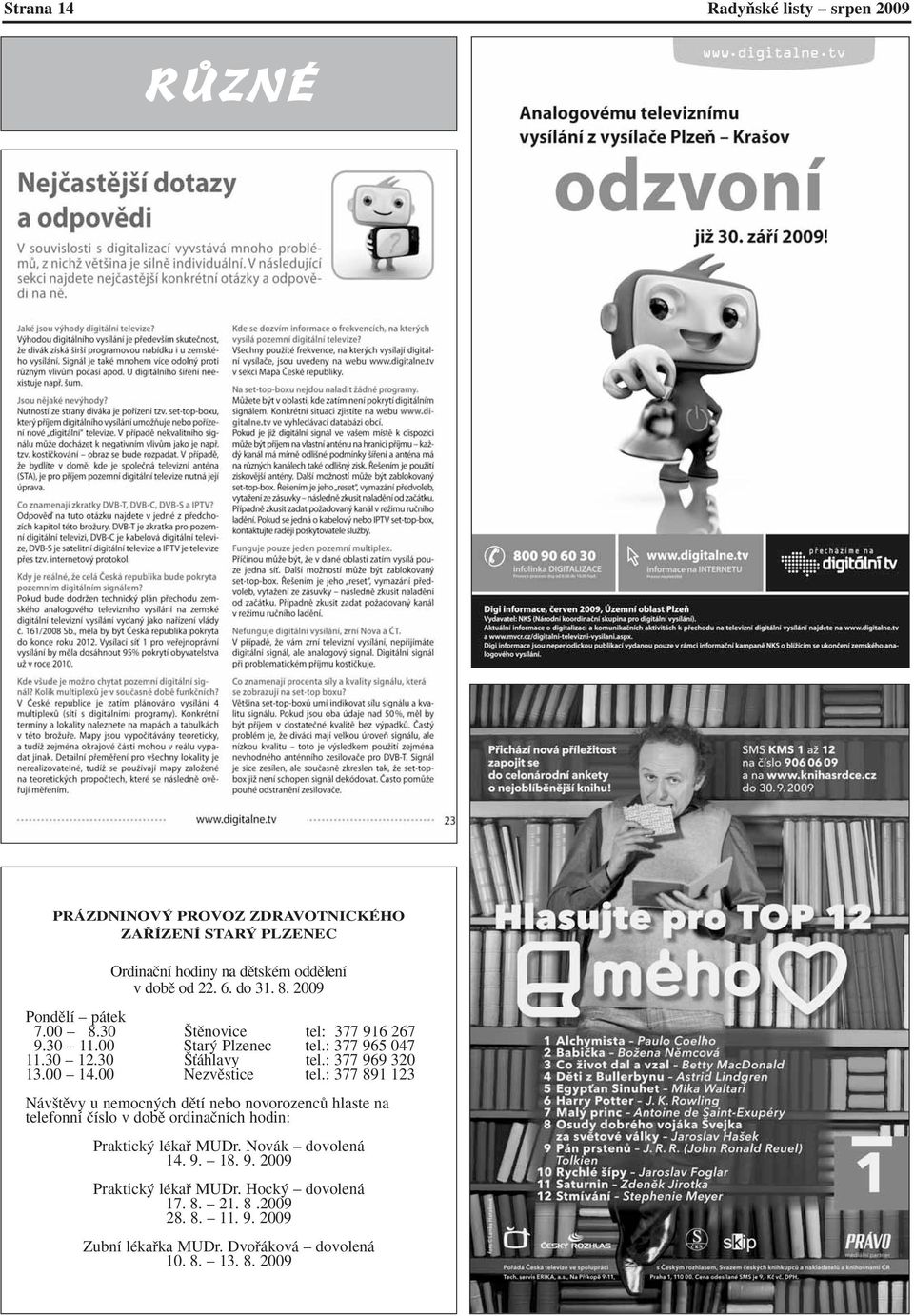 00 Nezvûstice tel.: 377 891 123 Náv tûvy u nemocn ch dûtí nebo novorozencû hlaste na telefonní ãíslo v dobû ordinaãních hodin: Praktick lékafi MUDr.