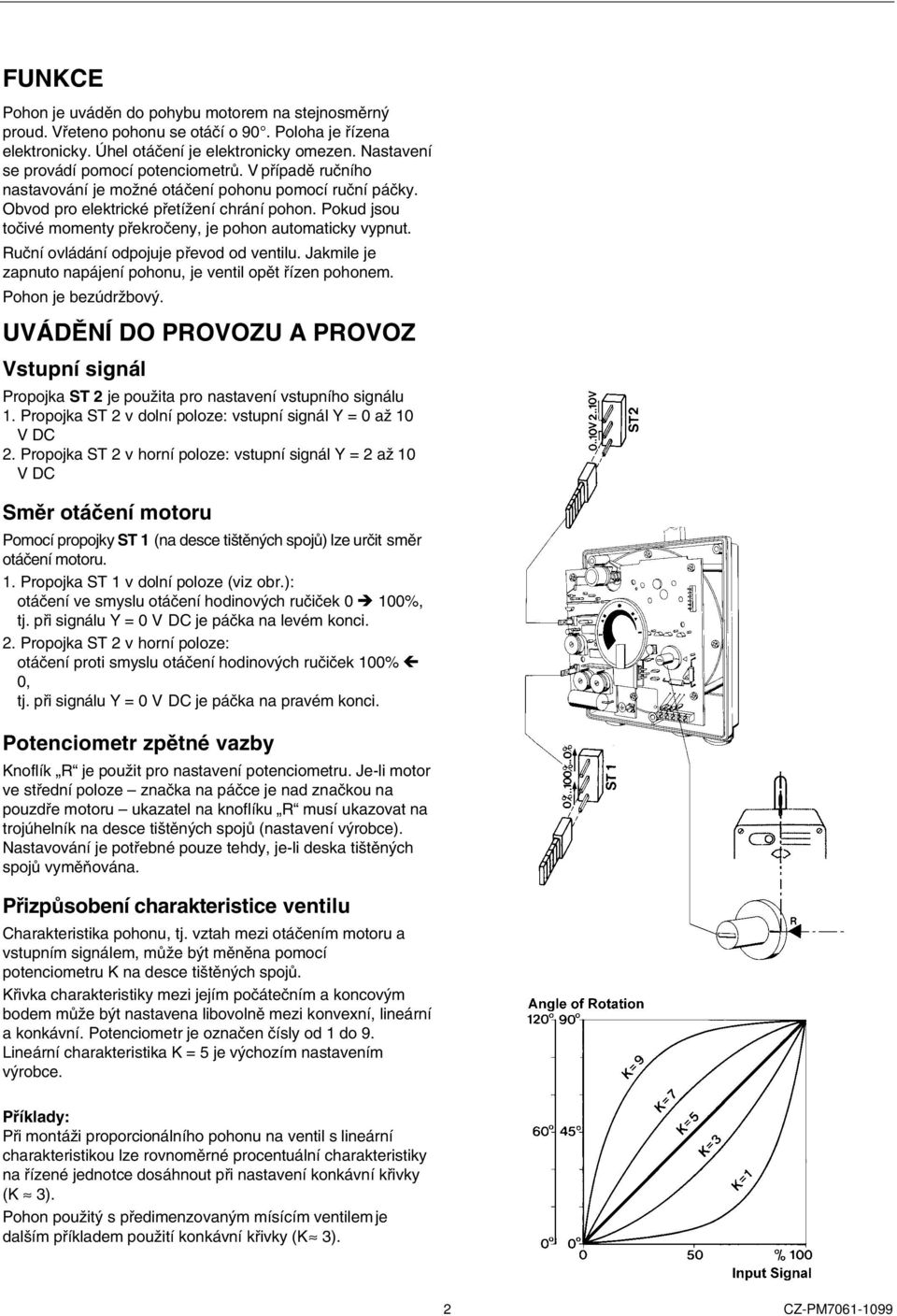 Pokud jsou točivé momenty překročeny, je pohon automaticky vypnut. Ruční ovládání odpojuje převod od ventilu. Jakmile je zapnuto napájení pohonu, je ventil opět řízen pohonem. Pohon je bezúdržbový.