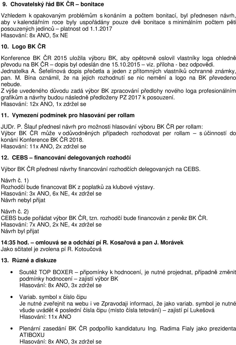 Logo BK ČR Konference BK ČR 2015 uložila výboru BK, aby opětovně oslovil vlastníky loga ohledně převodu na BK ČR dopis byl odeslán dne 15.10.2015 viz. příloha - bez odpovědi. Jednatelka A.