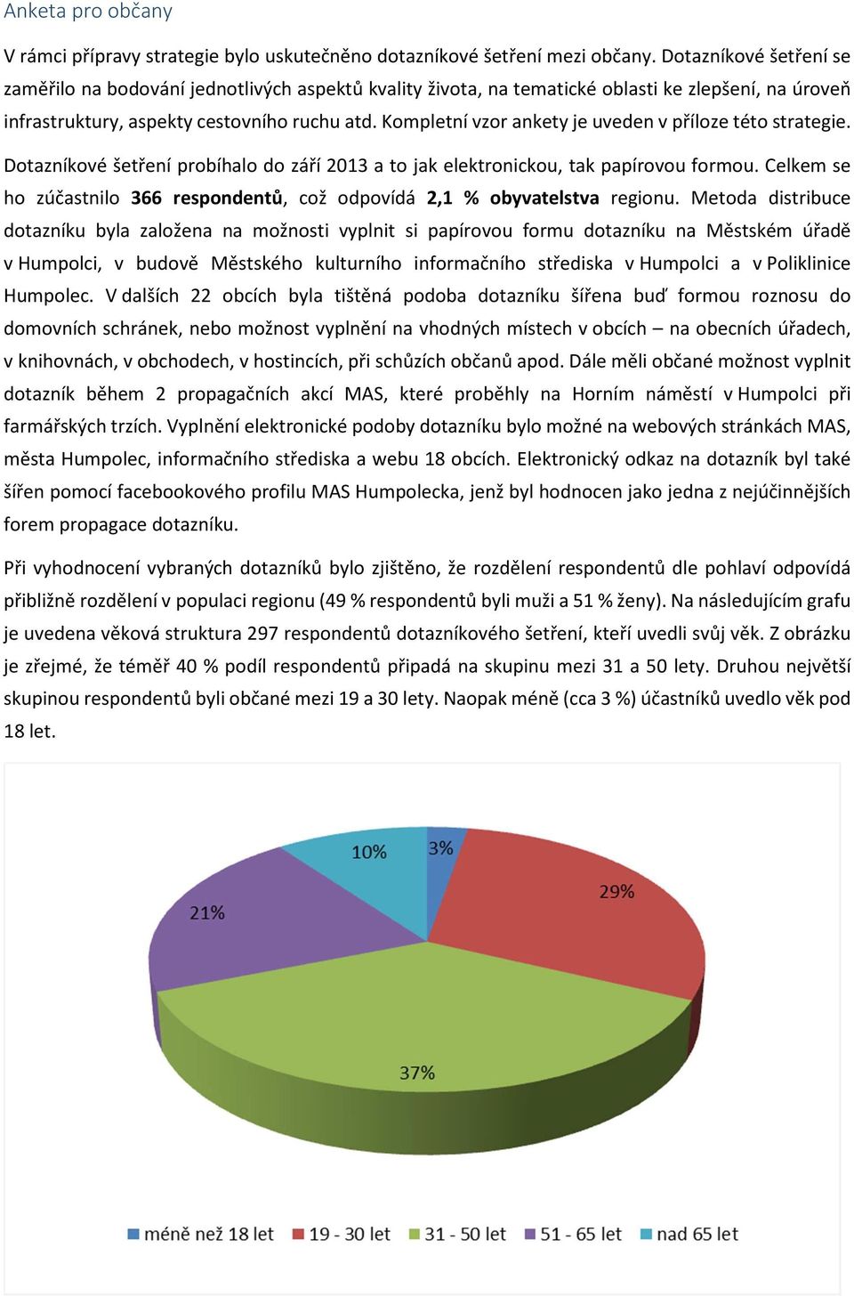 Kompletní vzor ankety je uveden v příloze této strategie. Dotazníkové šetření probíhalo do září 2013 a to jak elektronickou, tak papírovou formou.