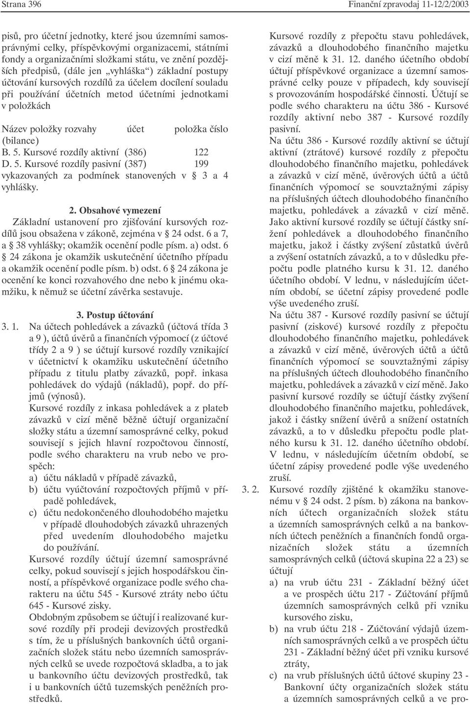 účet položka číslo (bilance) B. 5. Kursové rozdíly aktivní (386) 122 D. 5. Kursové rozdíly pasivní (387) 199 vykazovaných za podmínek stanovených v 3 a 4 vyhlášky. 2.