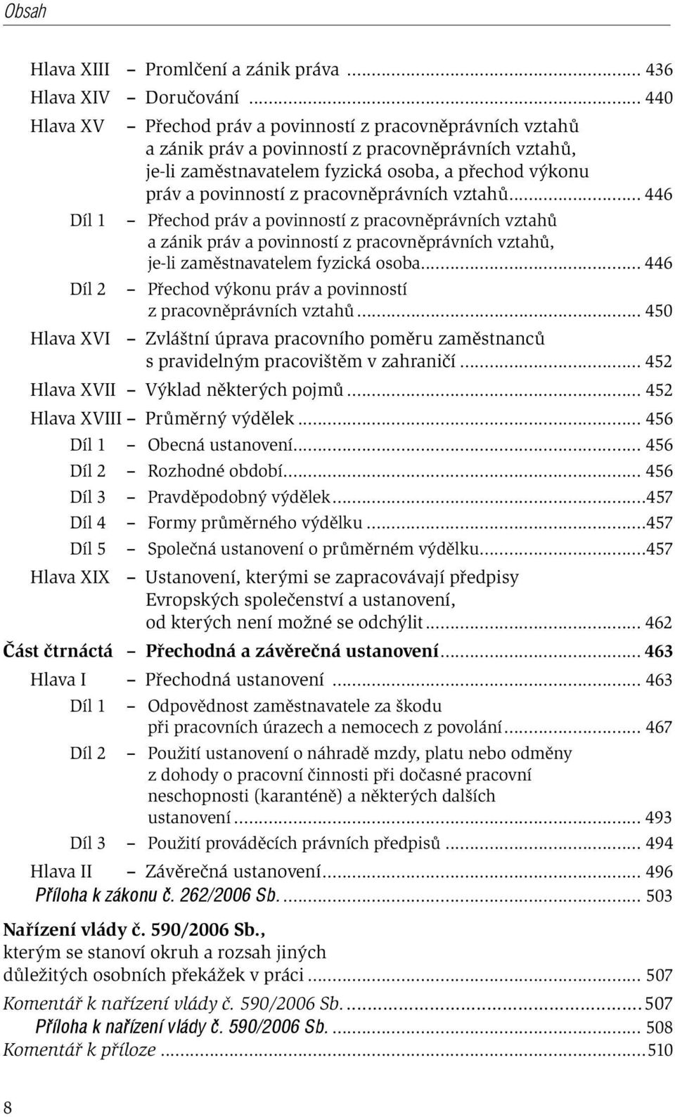 z pracovněprávních vztahů... 446 Přechod práv a povinností z pracovněprávních vztahů a zánik práv a povinností z pracovněprávních vztahů, je-li zaměstnavatelem fyzická osoba.