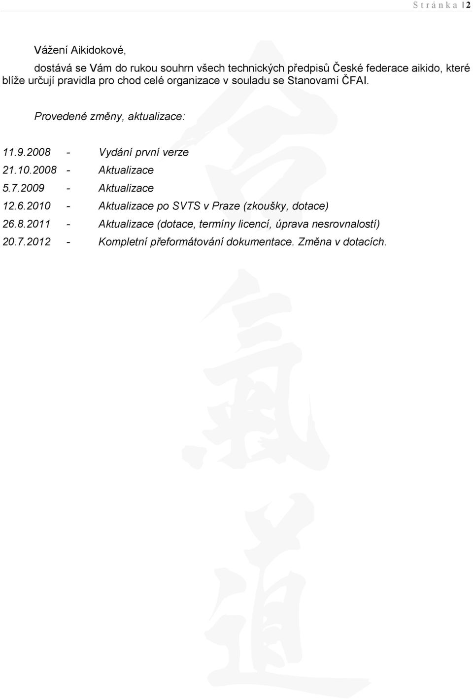 2008 - Vydání první verze 21.10.2008 - Aktualizace 5.7.2009 - Aktualizace 12.6.