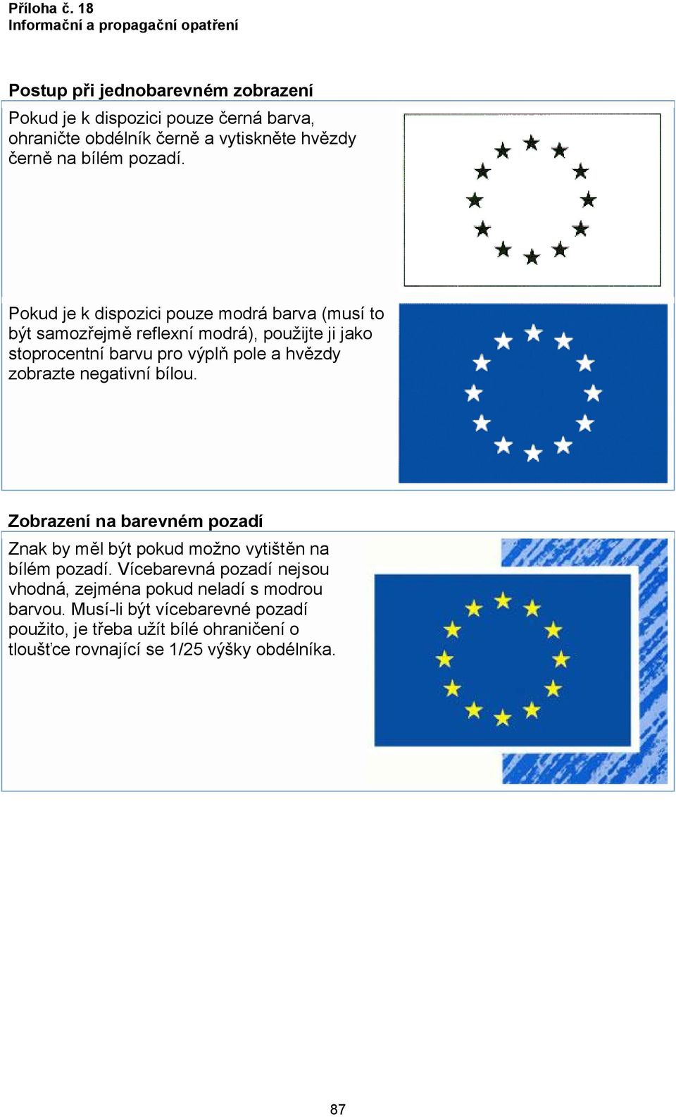 zobrazte negativní bílou. Zobrazení na barevném pozadí Znak by měl být pokud možno vytištěn na bílém pozadí.