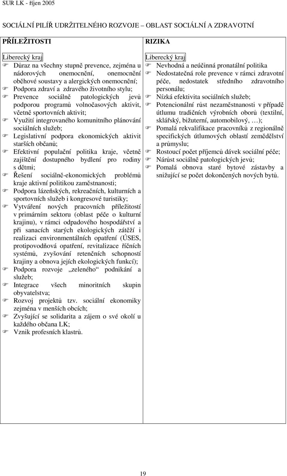 komunitního plánování sociálních služeb; Legislativní podpora ekonomických aktivit starších občanů; Efektivní populační politika kraje, včetně zajištění dostupného bydlení pro rodiny s dětmi; Řešení