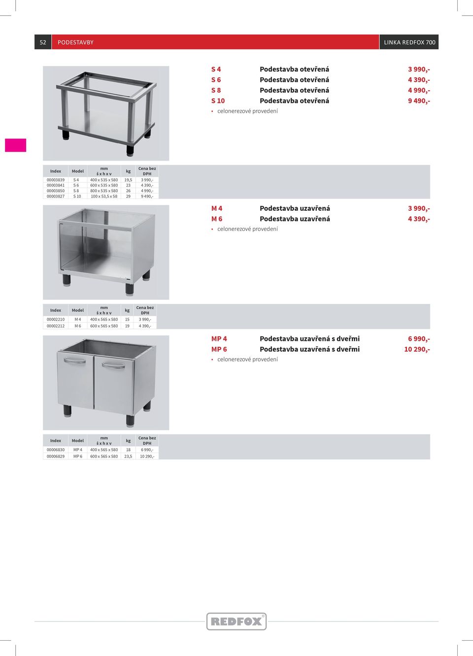 9 490,- M 4 Podestavba uzavřená 3 990,- M 6 Podestavba uzavřená 4 390,- 000010 M 4 400 x 565 x 580 15 3 990,- 00001 M 6 600 x 565 x 580 19 4 390,- MP 4