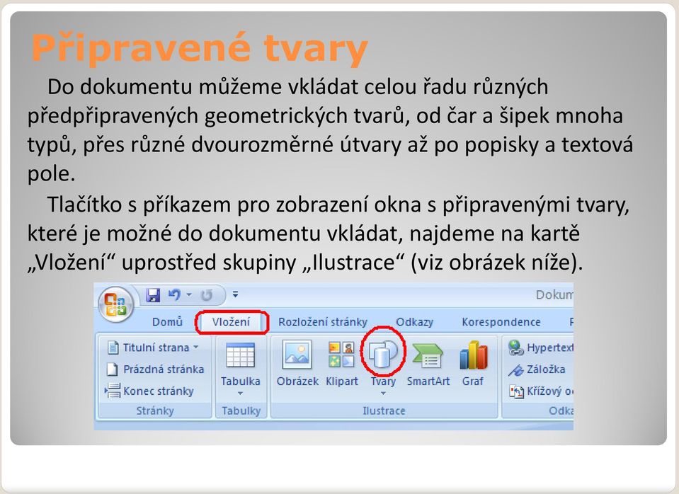 popisky a textová pole.