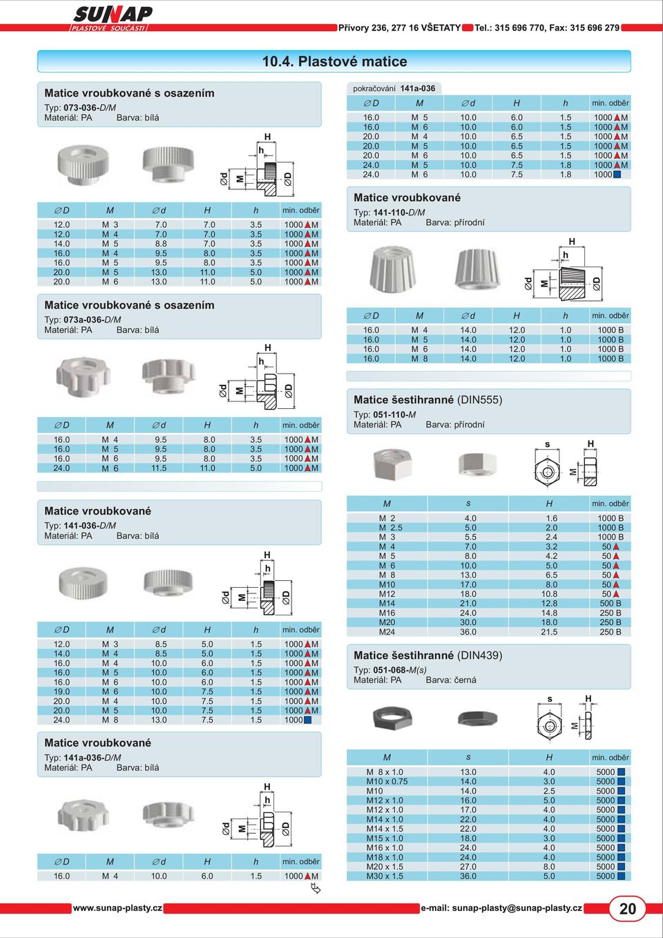 051-110- ateriál: PA Barva: pøírodní 2 4 1 0 0 0 0 atice vroubkované Typ: 141-036-/ ateriál: PA Barva: bílá d h 1 2 3 4 4 4 0 0 0 0 0 0 0 0 0 s 2 3 4 10 12 14 16 20 24 2 2 3 atice šestihranné