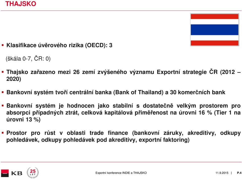 dostatečně velkým prostorem pro absorpci případných ztrát, celková kapitálová přiměřenost na úrovni 16 % (Tier 1 na úrovni 13 %) Prostor