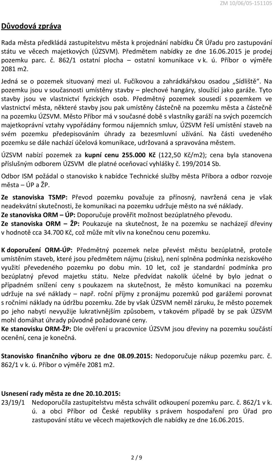 Na pozemku jsou v současnosti umístěny stavby plechové hangáry, sloužící jako garáže. Tyto stavby jsou ve vlastnictví fyzických osob.