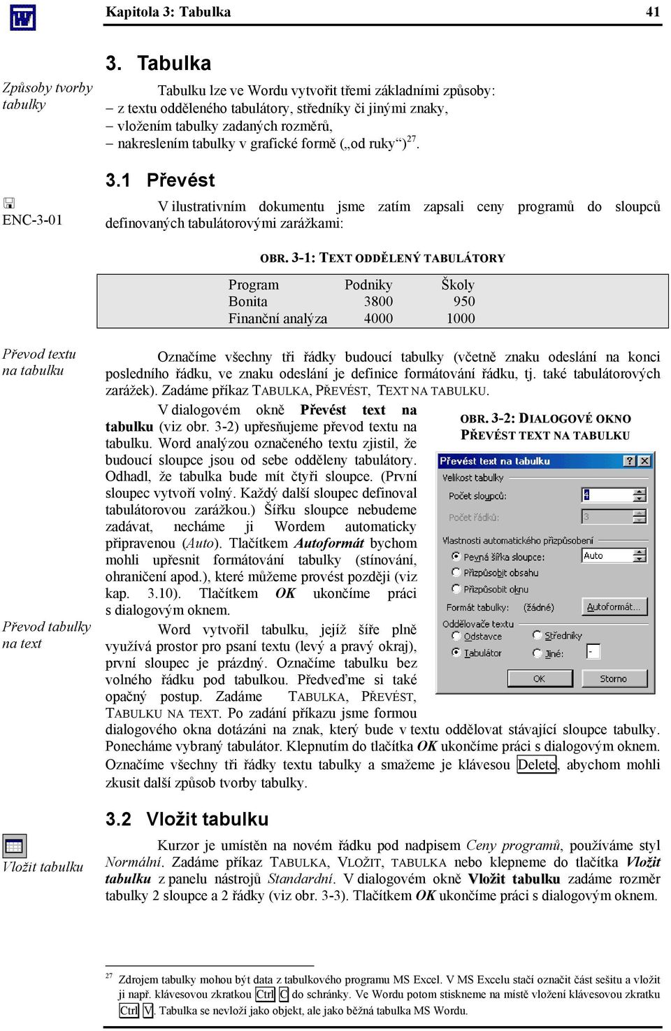 ruky ) 27. 3.1 Převést V ilustrativním dokumentu jsme zatím zapsali ceny programů do sloupců definovaných tabulátorovými zarážkami: OBR.