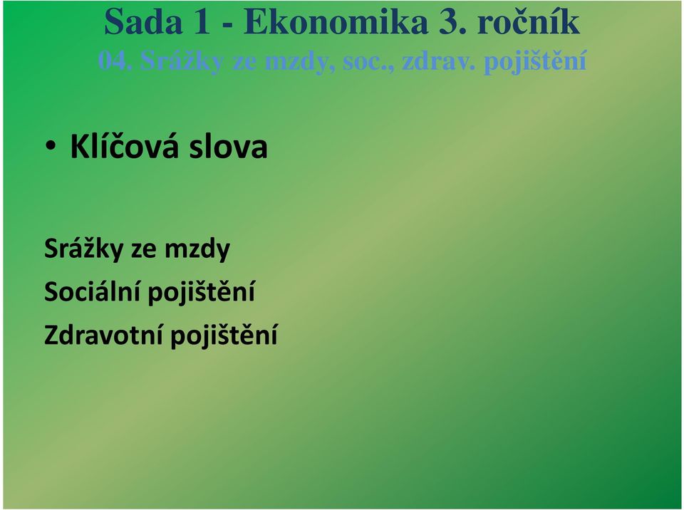 pojištění Klíčová slova