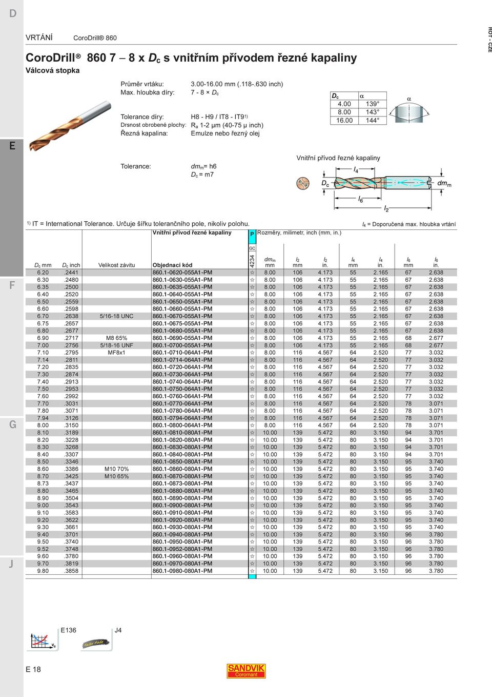 00 143 16.00 144 Vnitřní přívod řezné kapaliny ROT - CZ 1) IT = International Tolerance. Určuje šířku tolerančního pole, nikoliv polohu. l4 = Doporučená max.