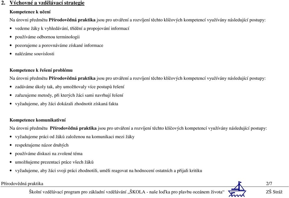 vyžadujeme, aby žáci dokázali zhodnotit získaná fakta Kompetence komunikativní vyžadujeme práci od žáků založenou na komunikaci mezi žáky respektujeme názor druhých používáme