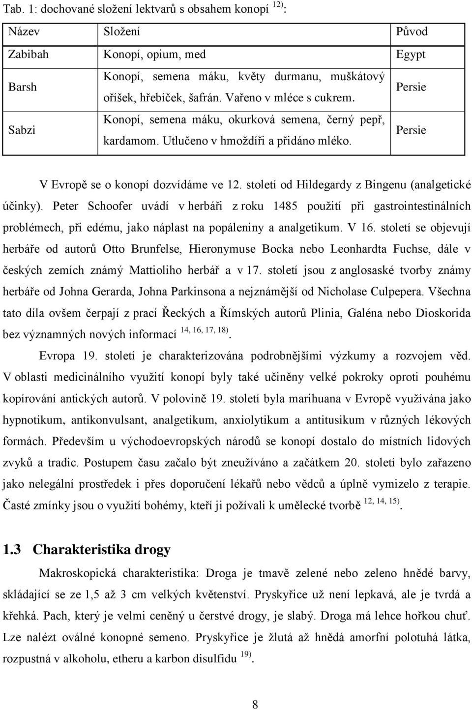 století od Hildegardy z Bingenu (analgetické účinky). Peter Schoofer uvádí v herbáři z roku 1485 pouţití při gastrointestinálních problémech, při edému, jako náplast na popáleniny a analgetikum. V 16.